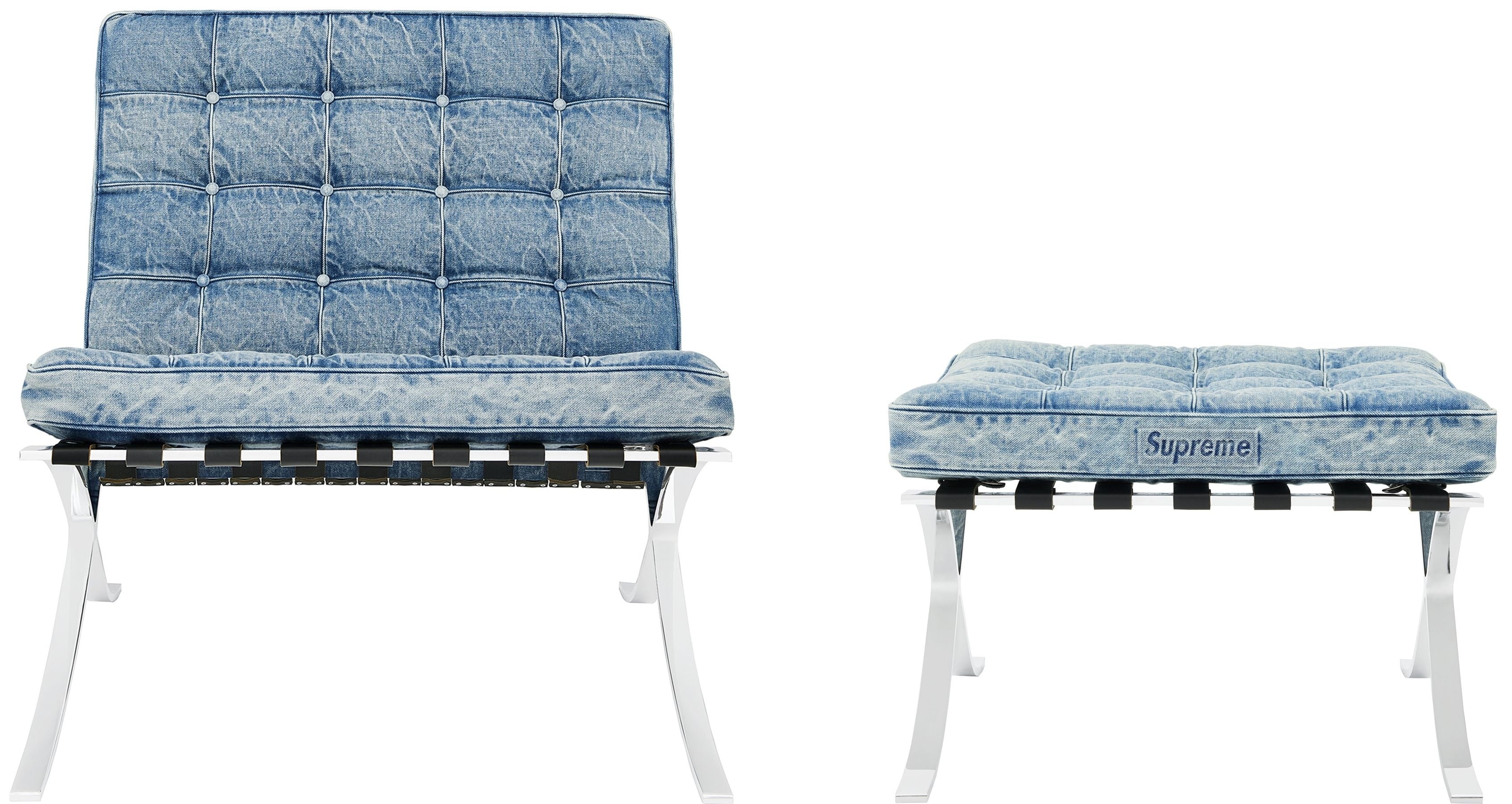 Supreme®/Knoll® Denim Barcelona Chair + Ottoman